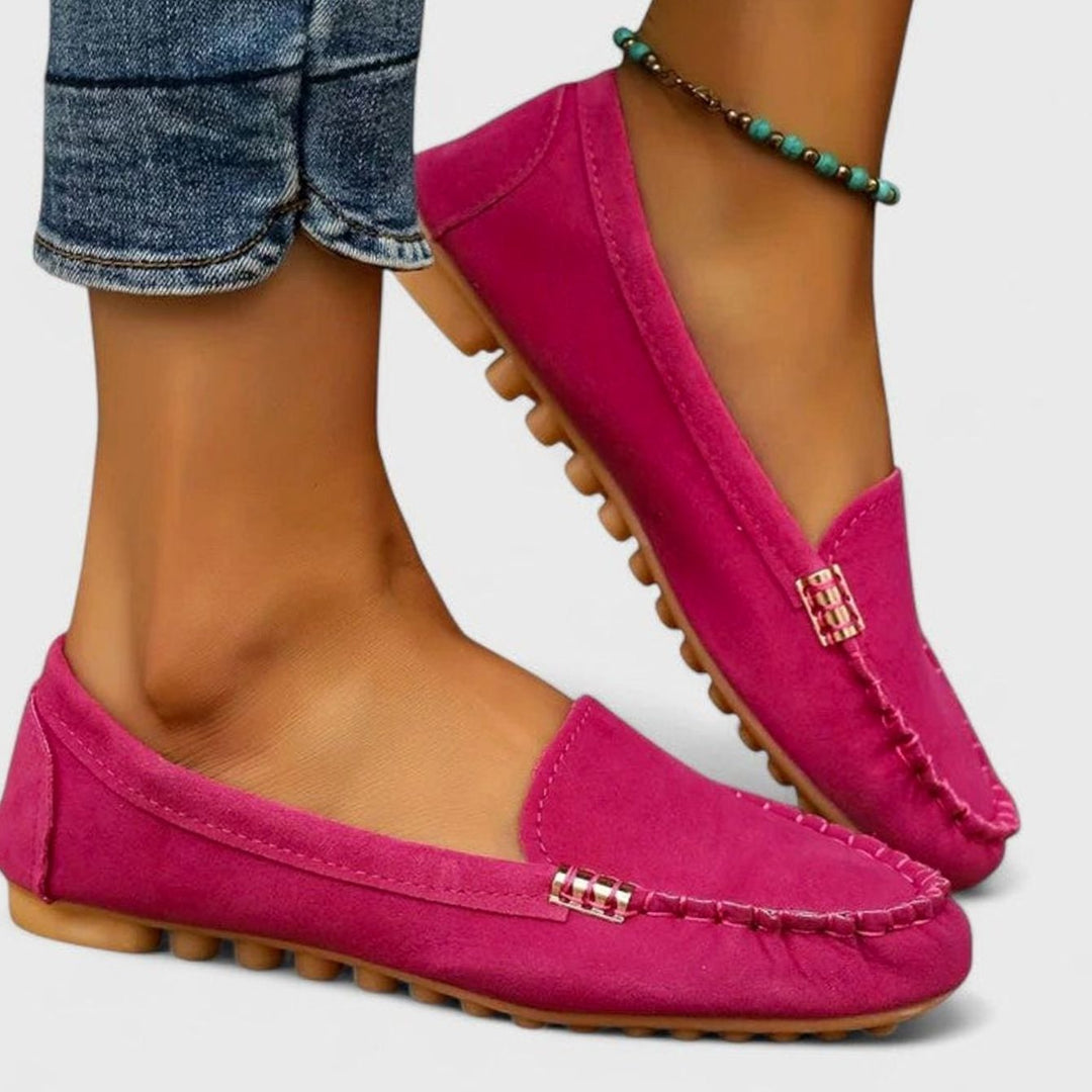 Women's Orthopedic Suede Slip-On Loafers Metal Accent Flats