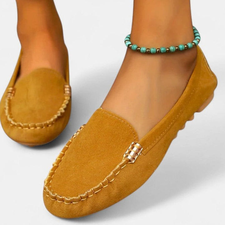 Women's Orthopedic Suede Slip-On Loafers Metal Accent Flats