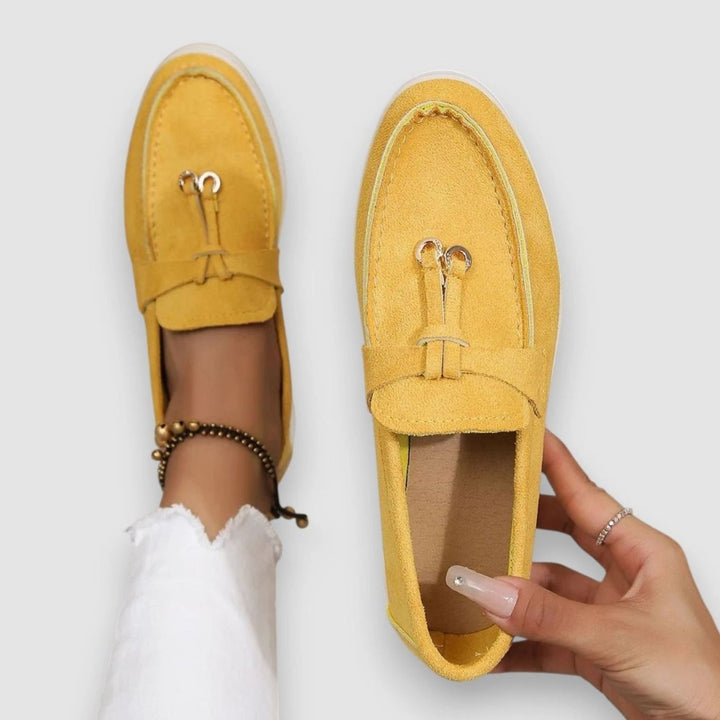 Women's Orthopedic Suede Tassel Slip-On Loafers - Yellow