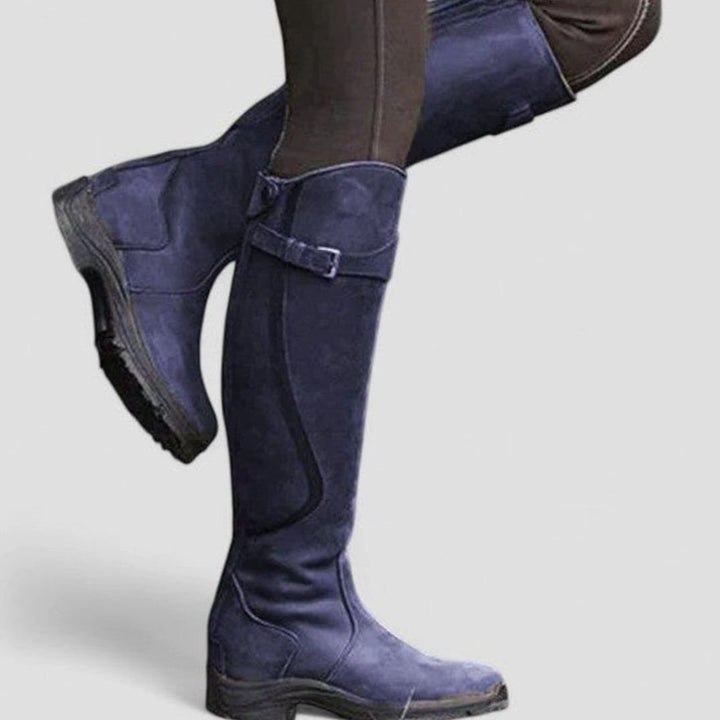 Women's Orthopedic Tall Riding Buckle Boots - Blue