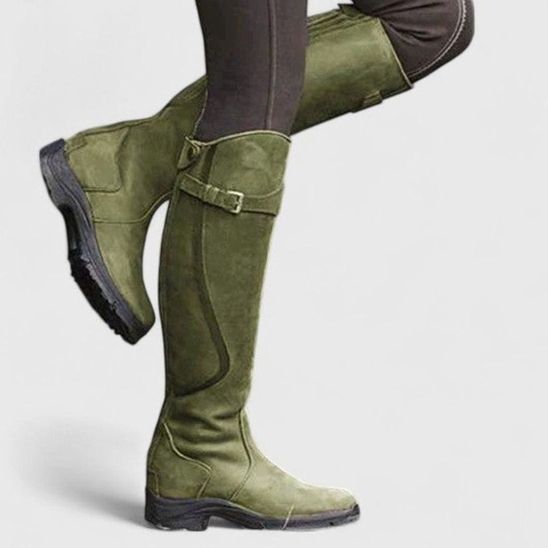 Women's Orthopedic Tall Riding Buckle Boots - Green