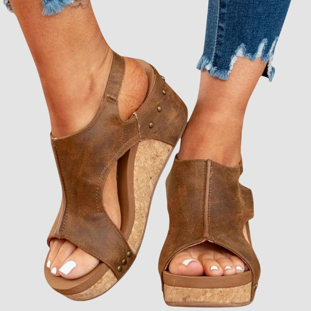 Women's Orthopedic Wedge Sandals Cushioned Open-Toe Buckle Platform