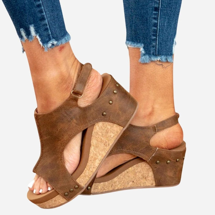 Women's Orthopedic Wedge Sandals Cushioned Open-Toe Buckle Platform