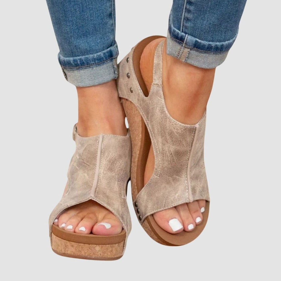 Women's Orthopedic Wedge Sandals Cushioned Open-Toe Buckle Platform