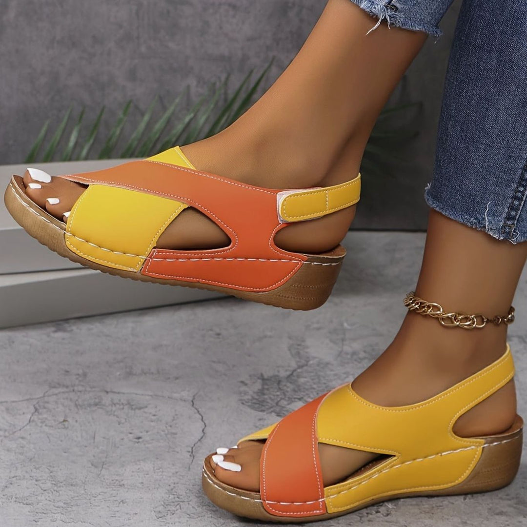 Women's Orthopedic Wedge Slingback Open-Toe Sandals - Orange