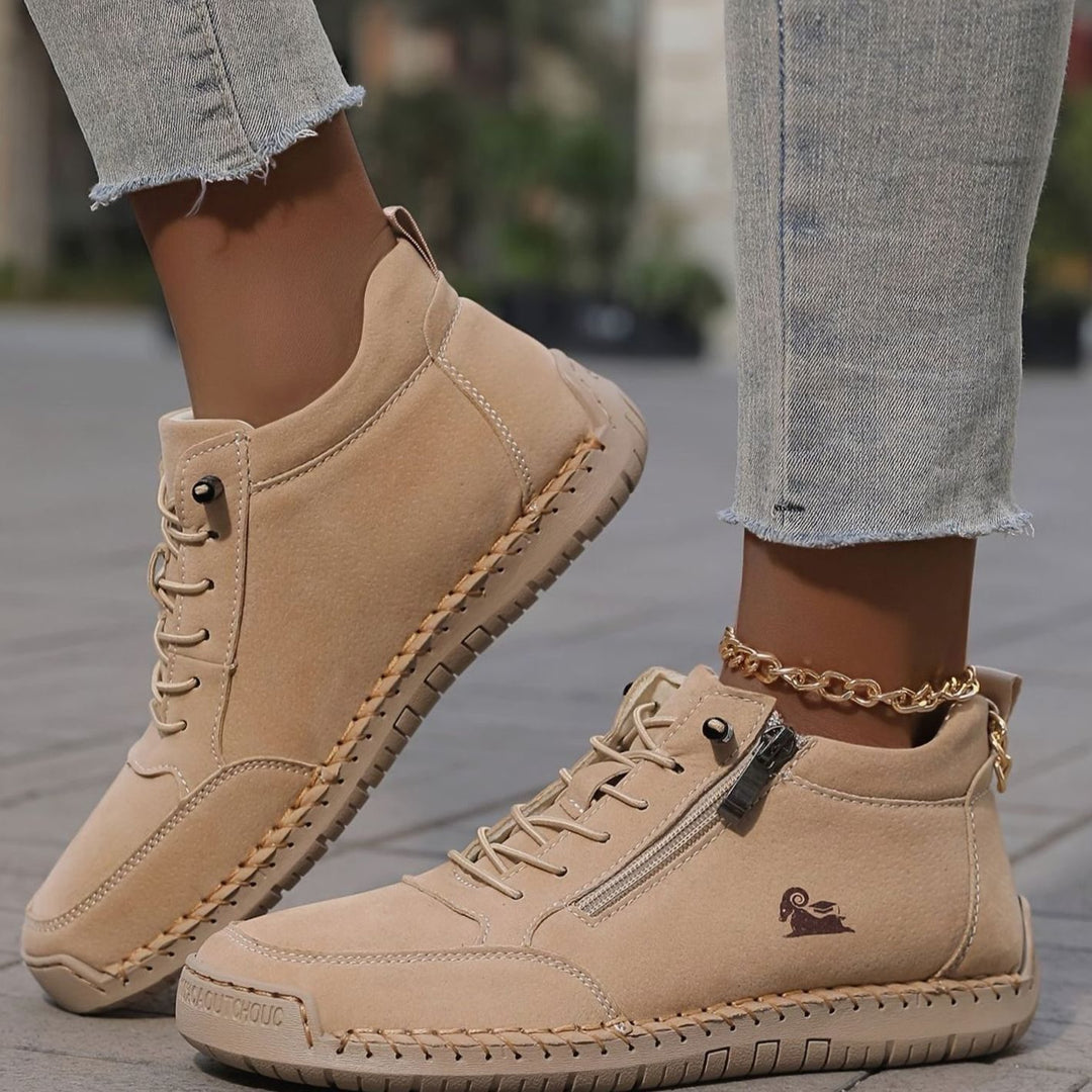Women's Orthopedic Wide Toe Box Lace-Up Ankle Boots - Khaki