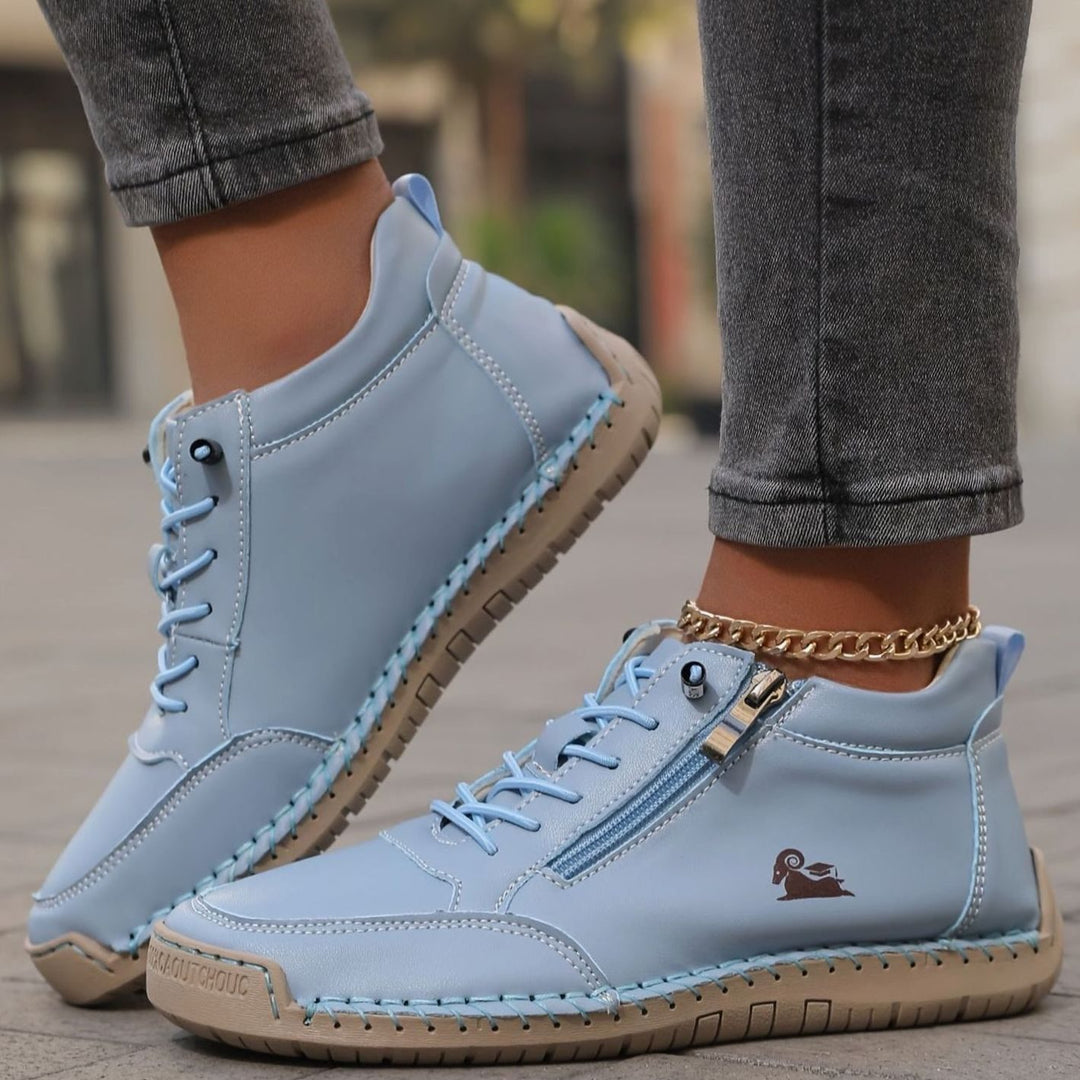 Women's Orthopedic Wide Toe Box Lace-Up Ankle Boots - Light Blue