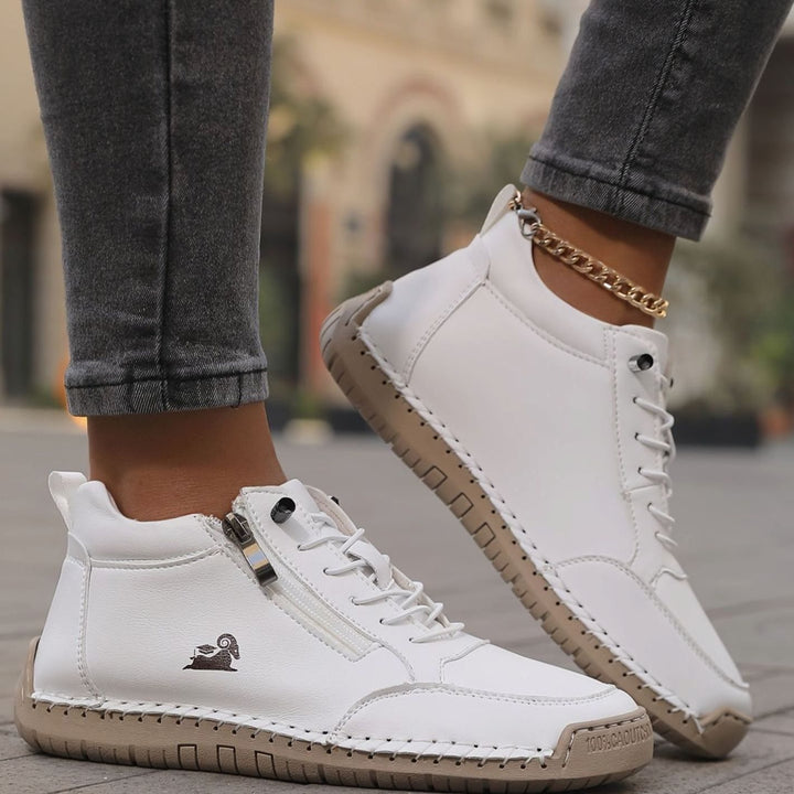 Women's Orthopedic Wide Toe Box Lace-Up Ankle Boots - White