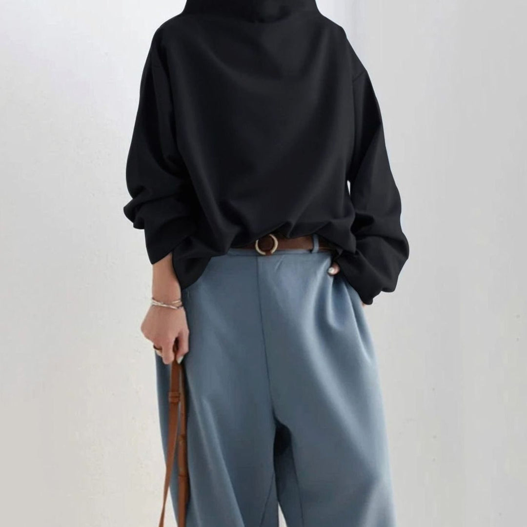 Women's Oversized Mock-Neck Sophisticated Top