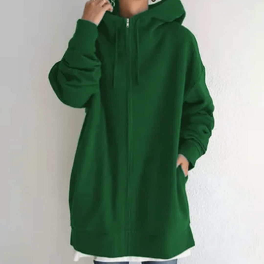 Women's Oversized Relaxed-Fit Full-Zip Hoodie - Green
