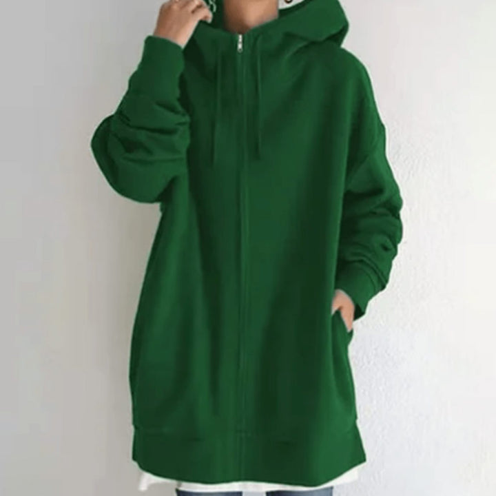 Women's Oversized Relaxed-Fit Full-Zip Hoodie - Green