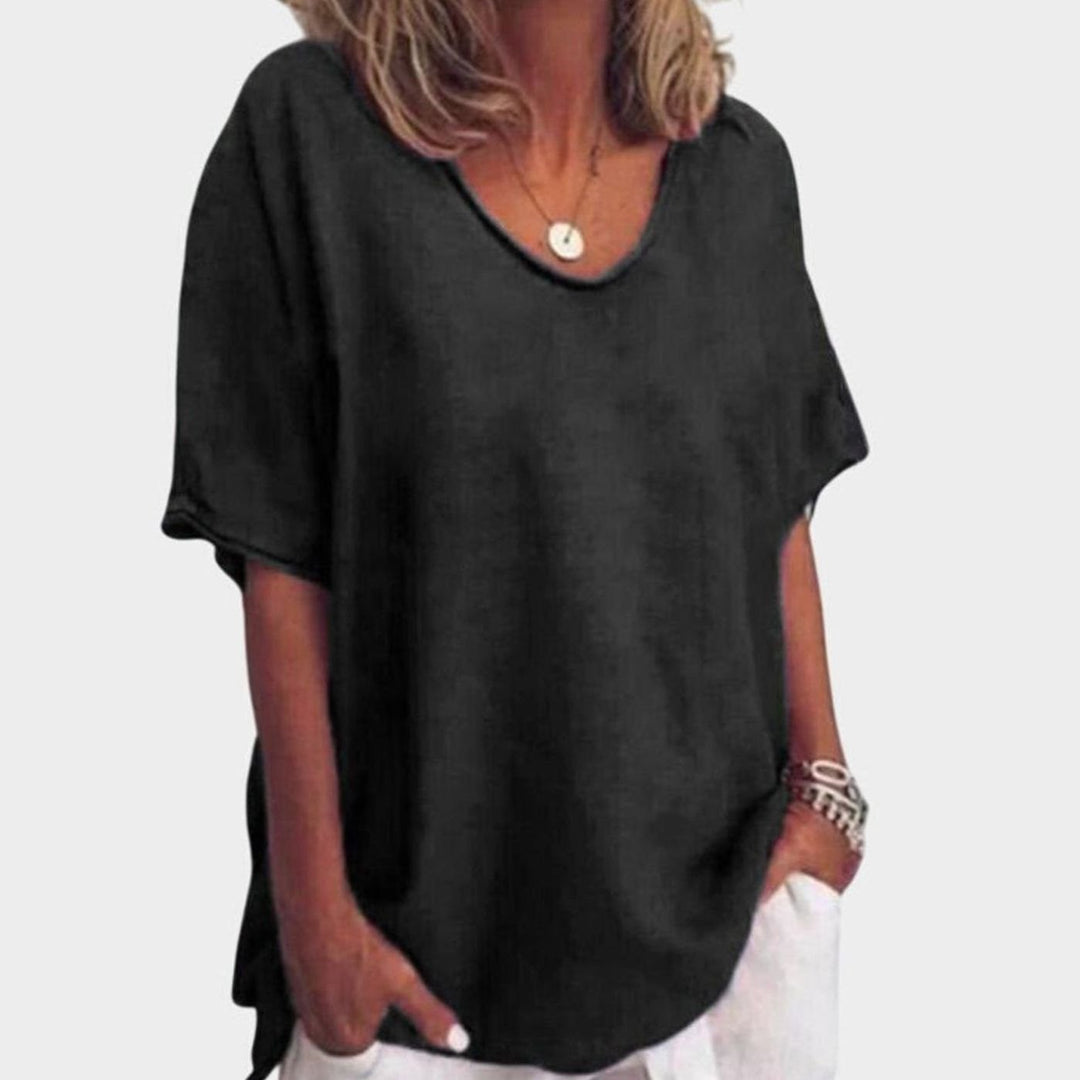 Women's Oversized U-Neck Short-Sleeve Loose Top