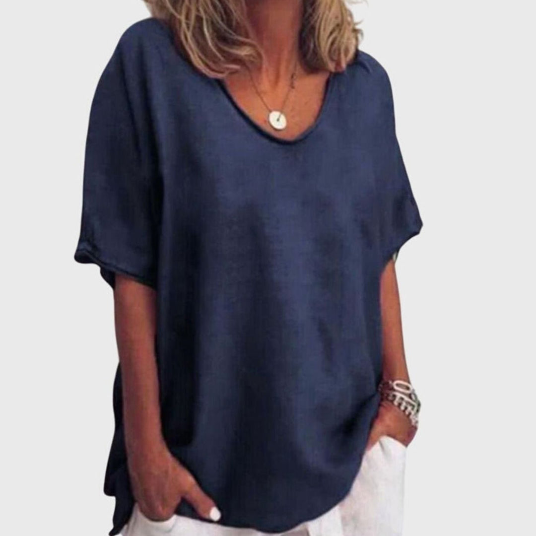 Women's Oversized U-Neck Short-Sleeve Loose Top