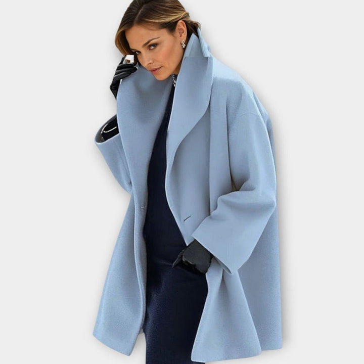Women's Oversized Winter Coat Wide-Collar Longline Relaxed-Fit Jacket - Blue