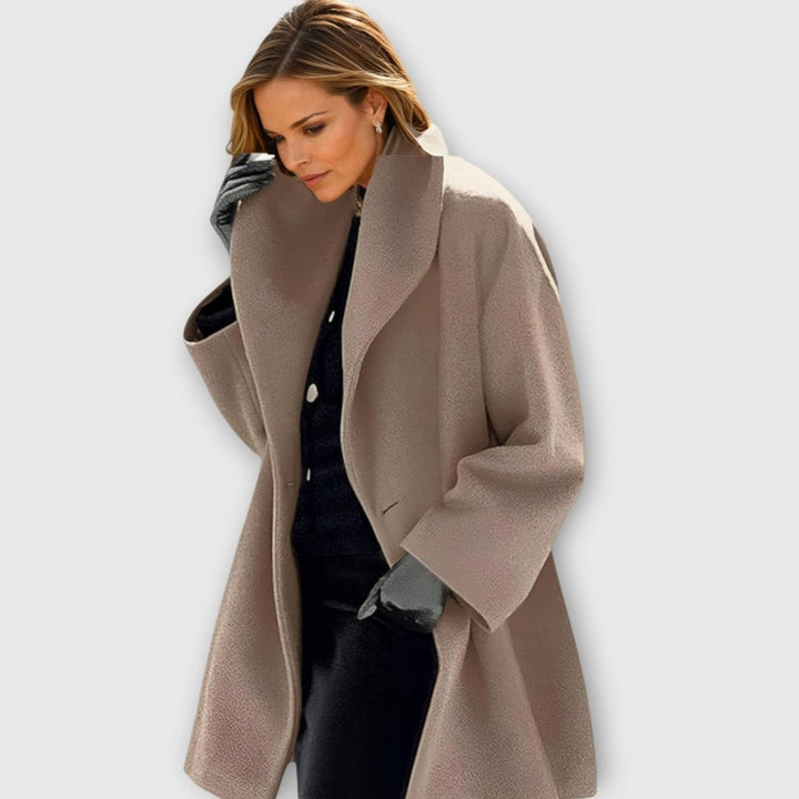 Women's Oversized Winter Coat Wide-Collar Longline Relaxed-Fit Jacket - Khaki