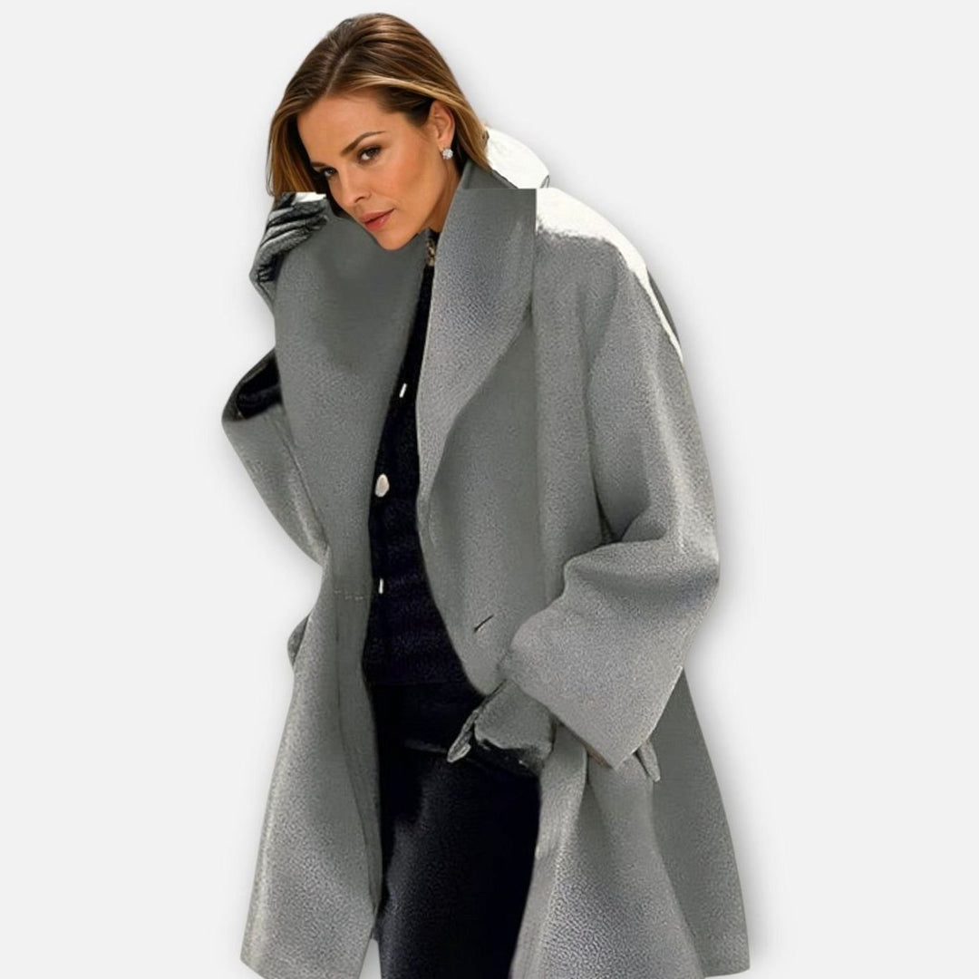 Women's Oversized Winter Coat Wide-Collar Longline Relaxed-Fit Jacket - Gray