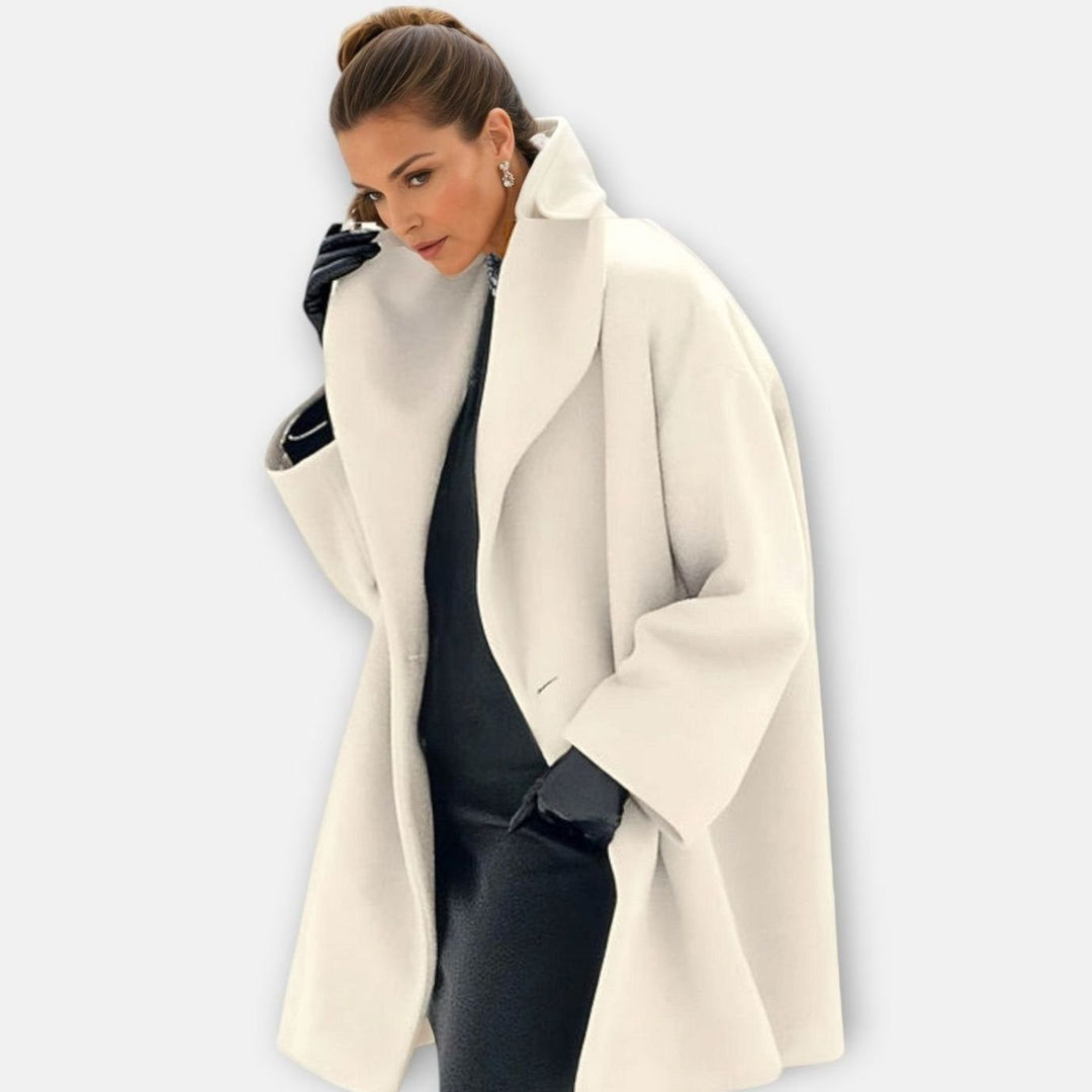 Women's Oversized Winter Coat Wide-Collar Longline Relaxed-Fit Jacket - White