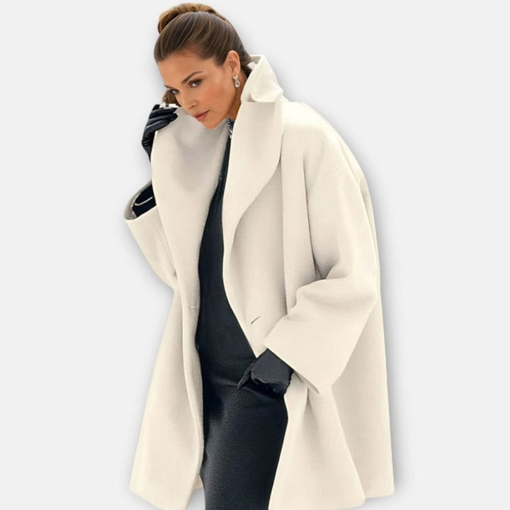 Women's Oversized Winter Coat Wide-Collar Longline Relaxed-Fit Jacket - White