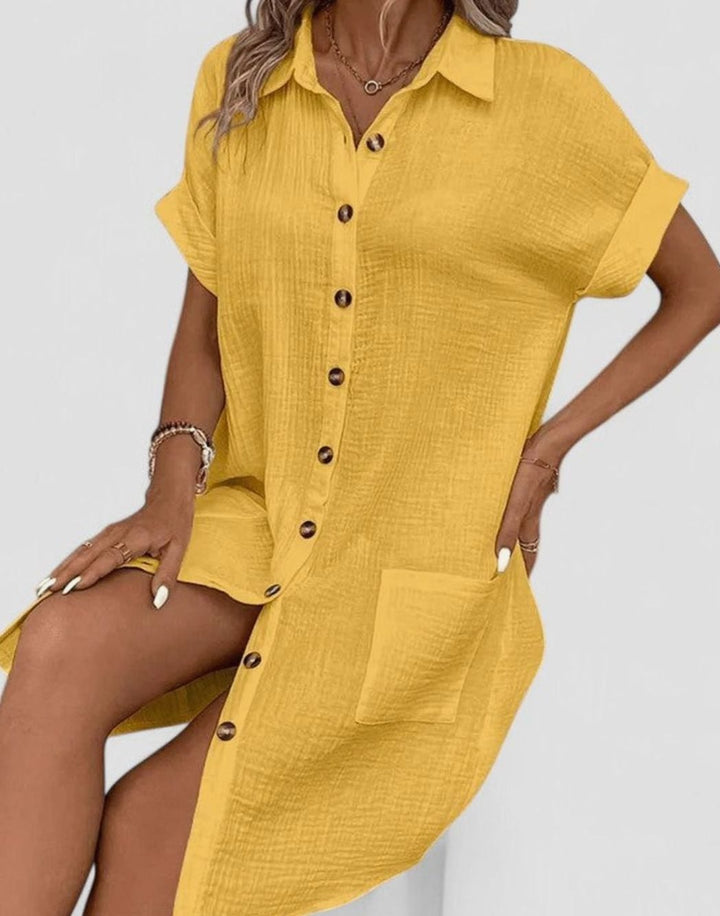 Women's Relaxed-Fit Button-Down Collared Midi Dress