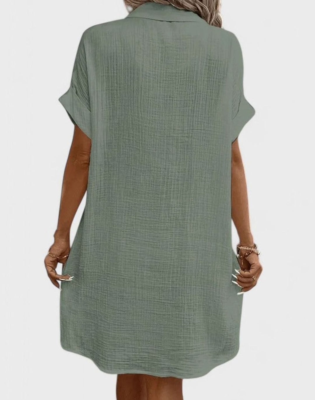 Women's Relaxed-Fit Button-Down Collared Midi Dress