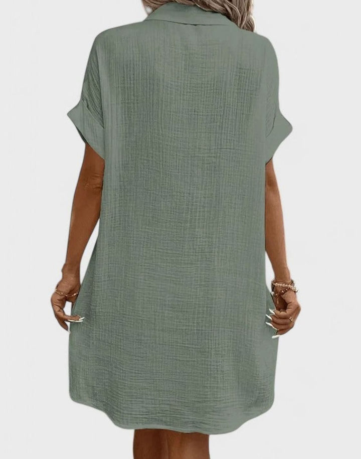 Women's Relaxed-Fit Button-Down Collared Midi Dress