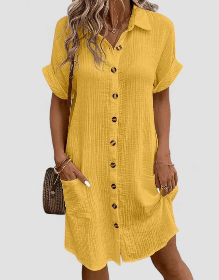 Women's Relaxed-Fit Button-Down Collared Midi Dress