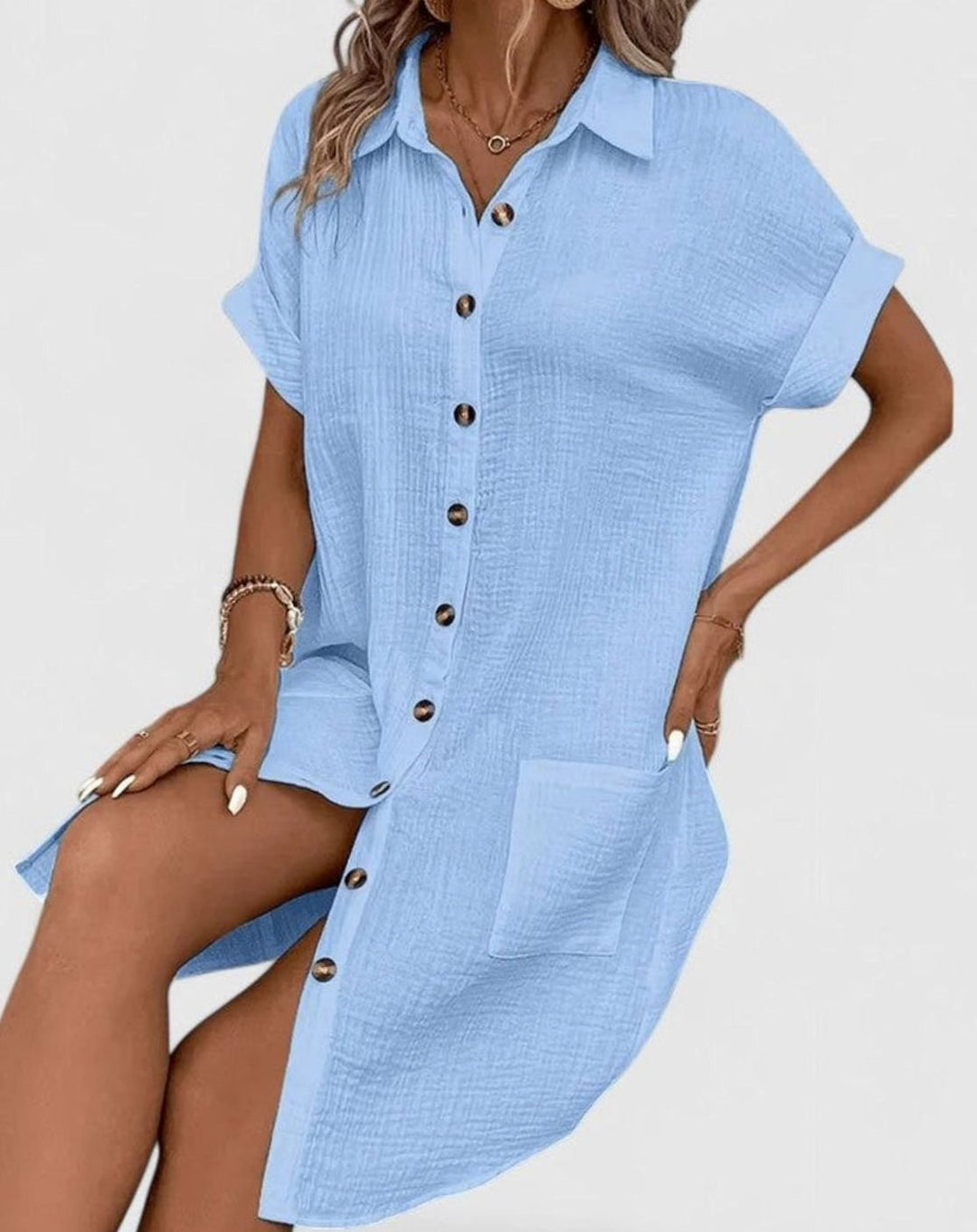 Women's Relaxed-Fit Button-Down Collared Midi Dress