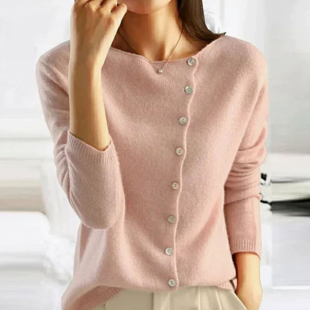 Women's Relaxed-Fit Button Front Cardigan Sweater - Pink