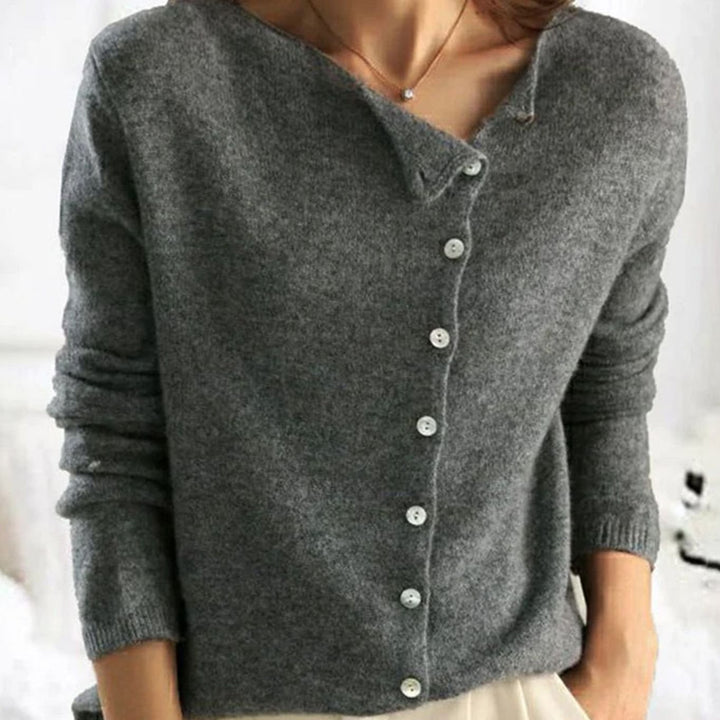 Women's Relaxed-Fit Button Front Cardigan Sweater - Grey