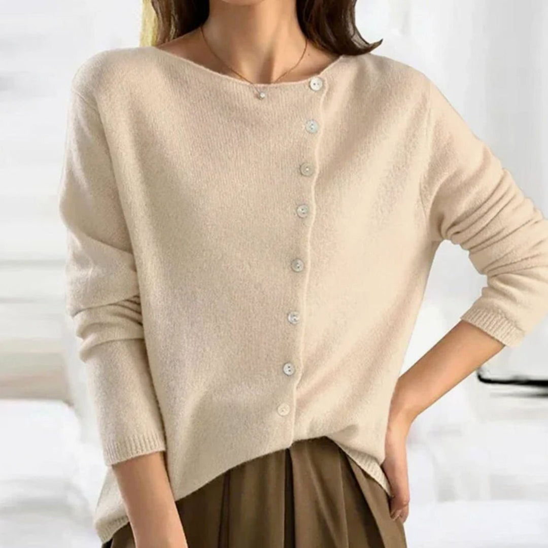 Women's Relaxed-Fit Button Front Cardigan Sweater - Beige