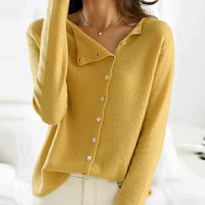 Women's Relaxed-Fit Button Front Cardigan Sweater - Yellow