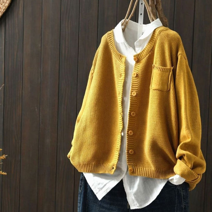 Women's Relaxed-Fit Button-Front Knit Cardigan - Yellow