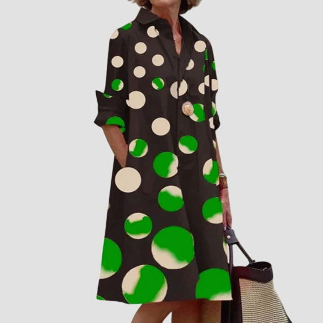 Women's Relaxed-Fit Collared Shirt Casual Dress Pockets