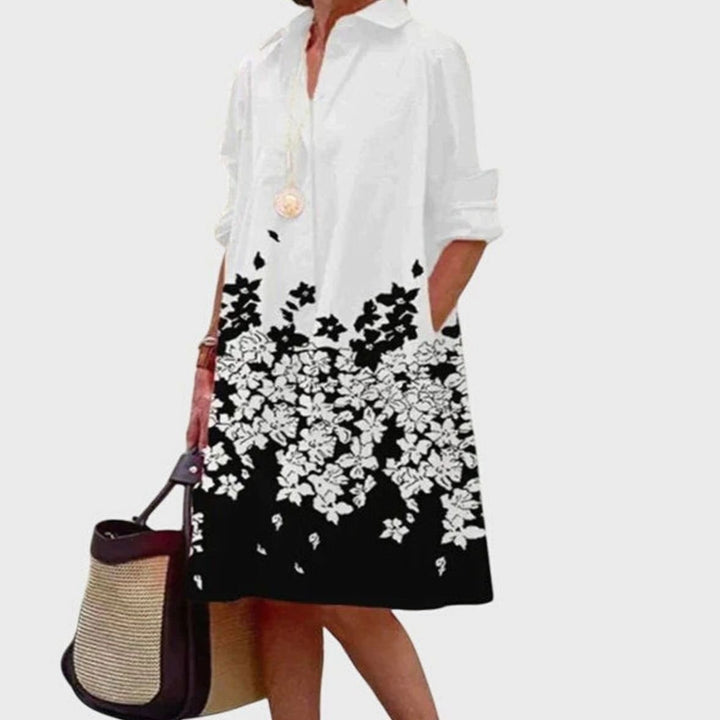 Women's Relaxed-Fit Collared Shirt Casual Dress Pockets