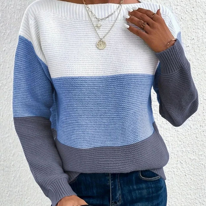 Women's Relaxed-Fit Color-Block Crewneck Knit Sweater