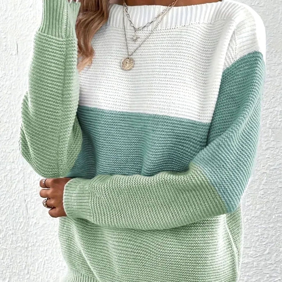 Women's Relaxed-Fit Color-Block Crewneck Knit Sweater