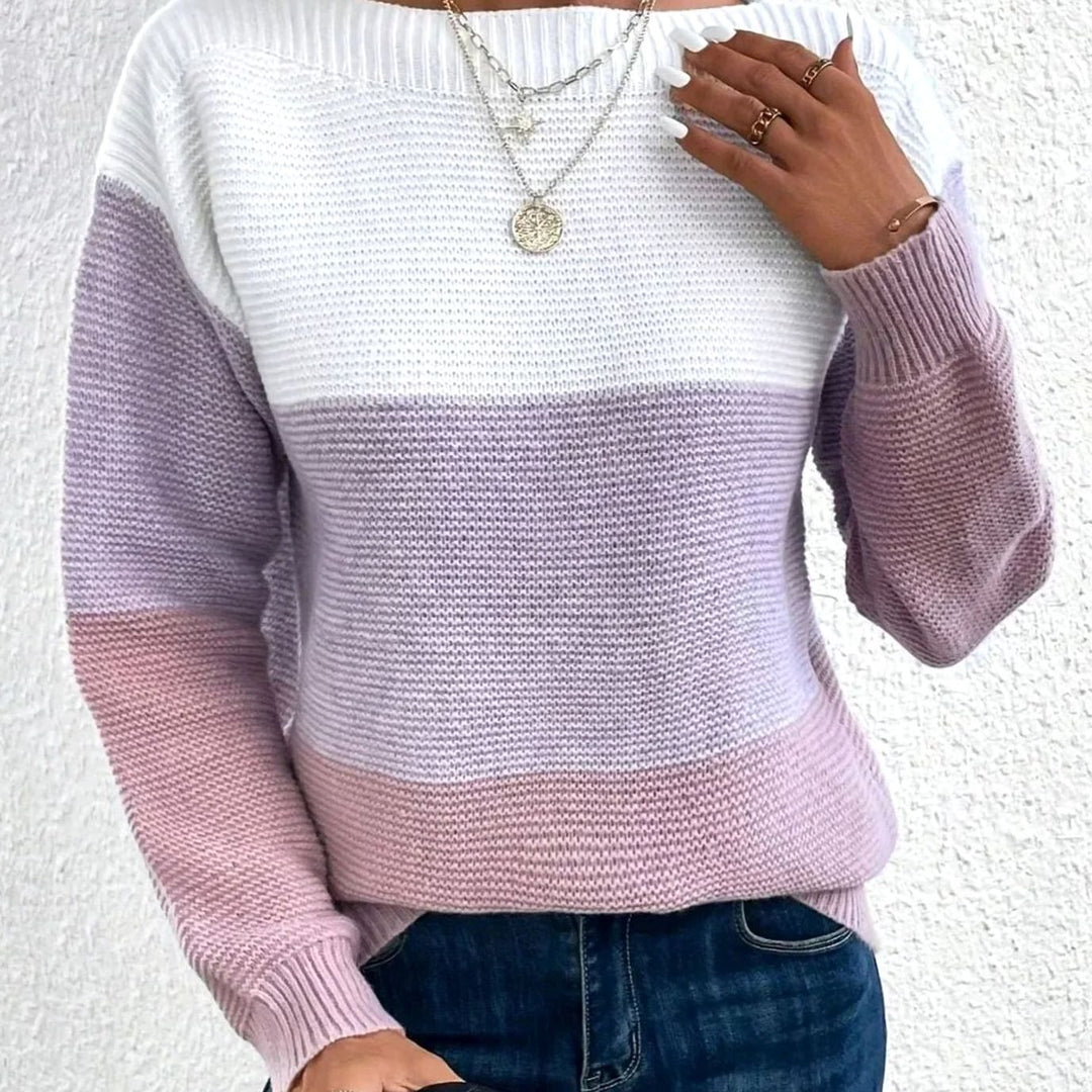 Women's Relaxed-Fit Color-Block Crewneck Knit Sweater