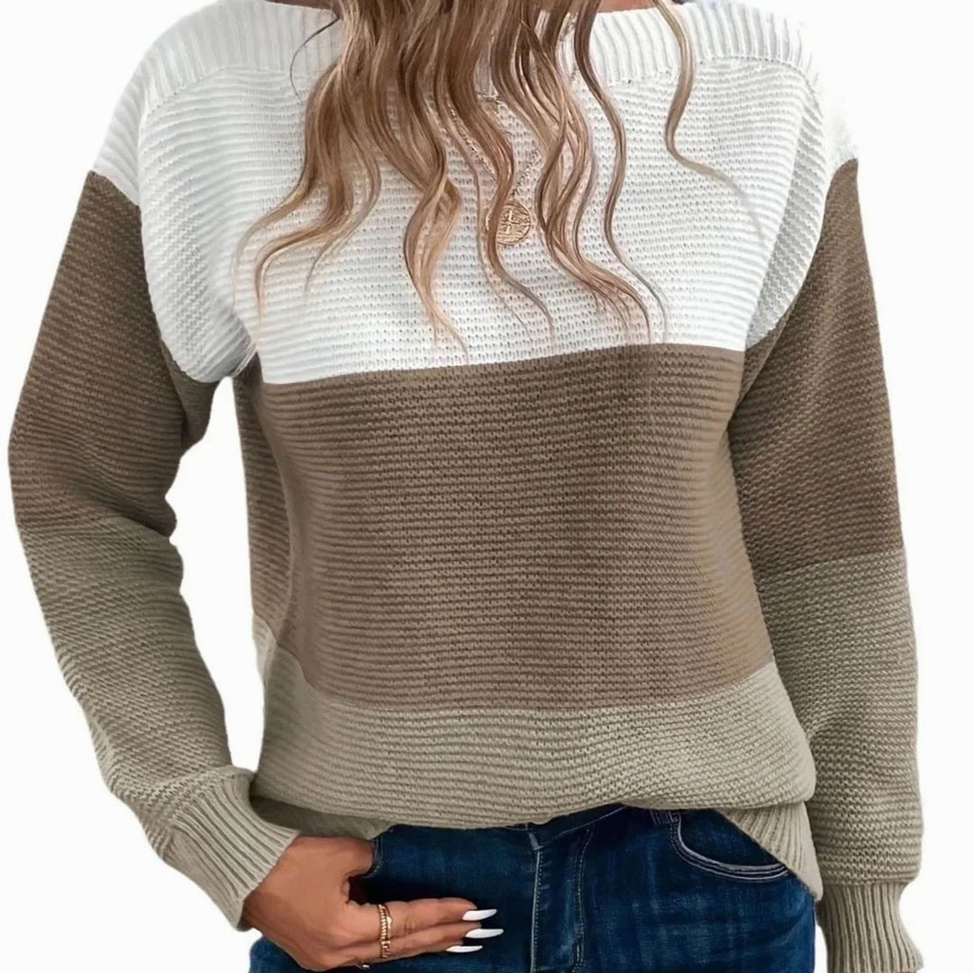 Women's Relaxed-Fit Color-Block Crewneck Knit Sweater