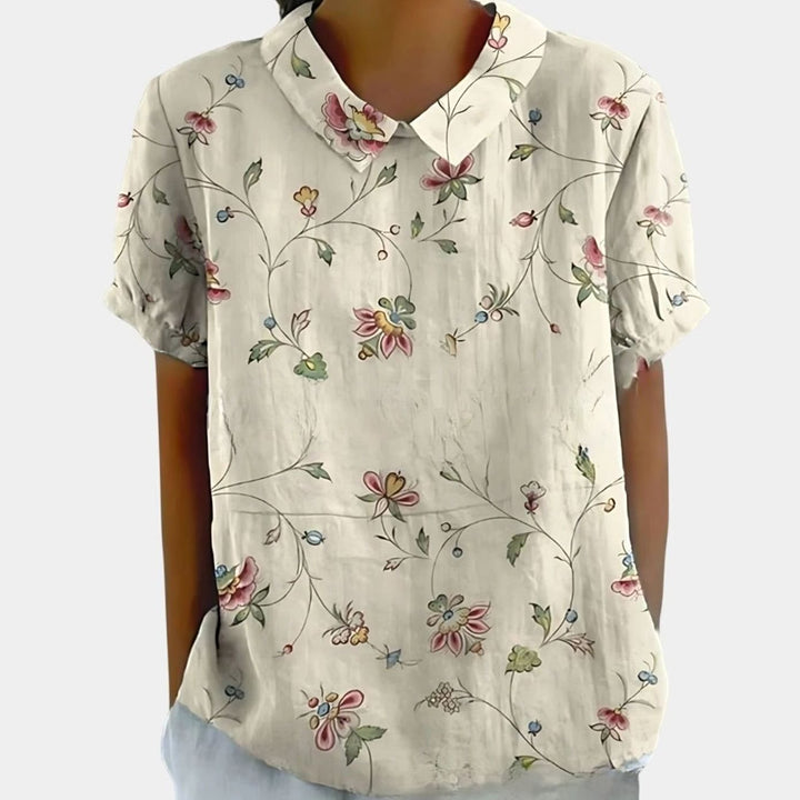 Women's Relaxed-Fit Floral-Print Collared Short-Sleeve Blouse