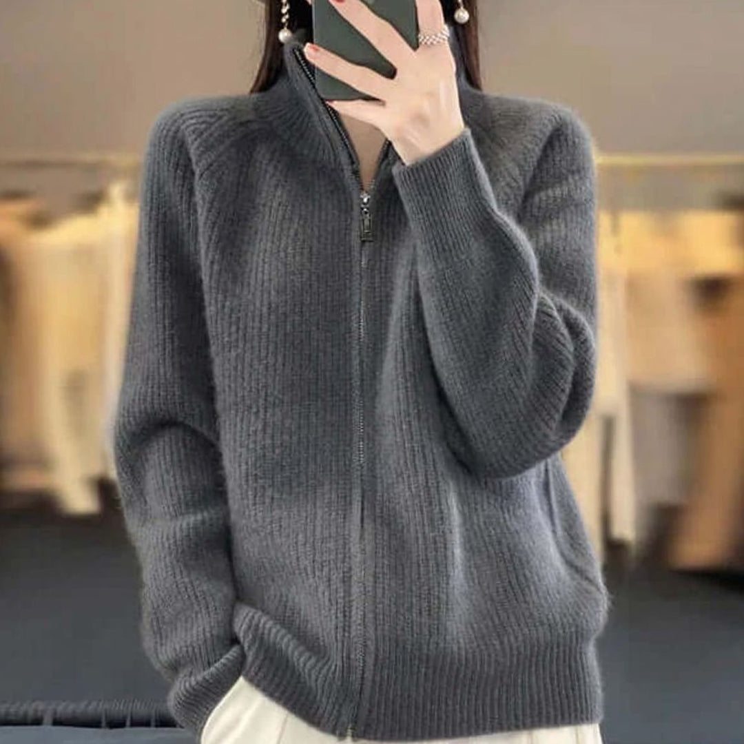 Women's Relaxed-Fit Half-Zip Knit Sweater - Grey