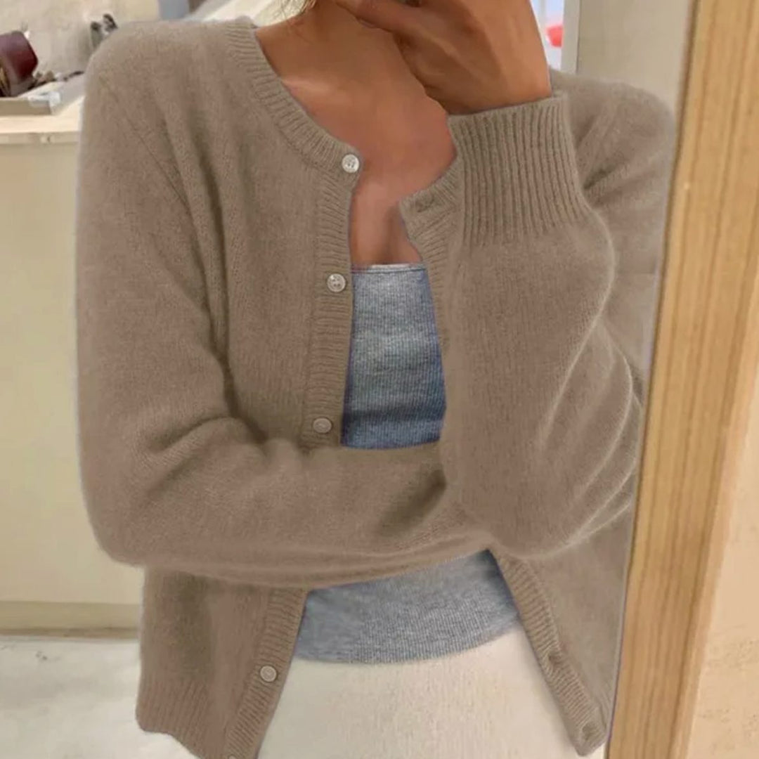 Women's Relaxed-Fit Long-Sleeve Button Cardigan Sweater - Khaki