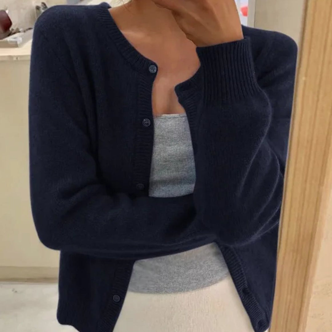 Women's Relaxed-Fit Long-Sleeve Button Cardigan Sweater - Dark Blue