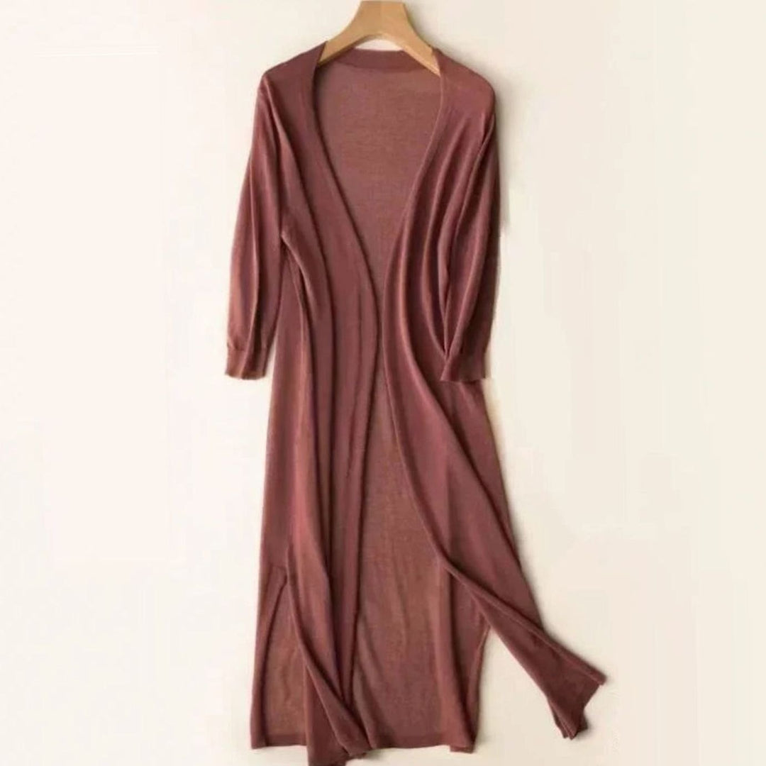 Women's Relaxed-Fit Open-Front Knit Long Cardigan - Coffee