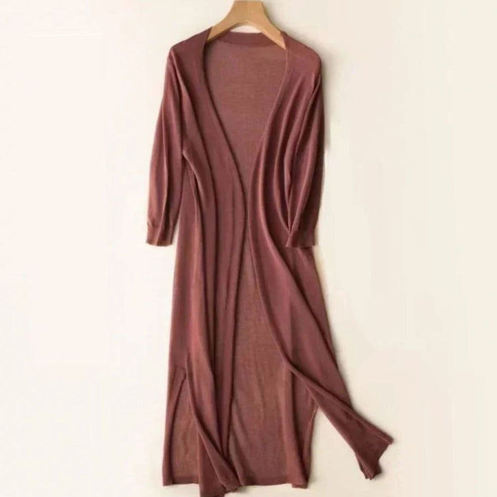Women's Relaxed-Fit Open-Front Knit Long Cardigan - Coffee