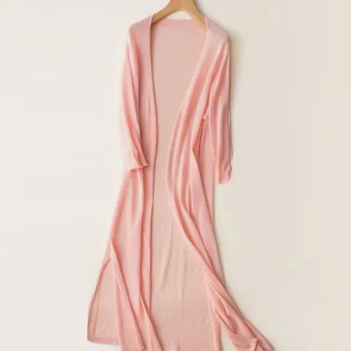 Women's Relaxed-Fit Open-Front Knit Long Cardigan - Pink