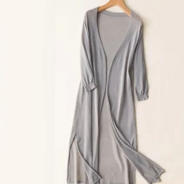 Women's Relaxed-Fit Open-Front Knit Long Cardigan - Gray