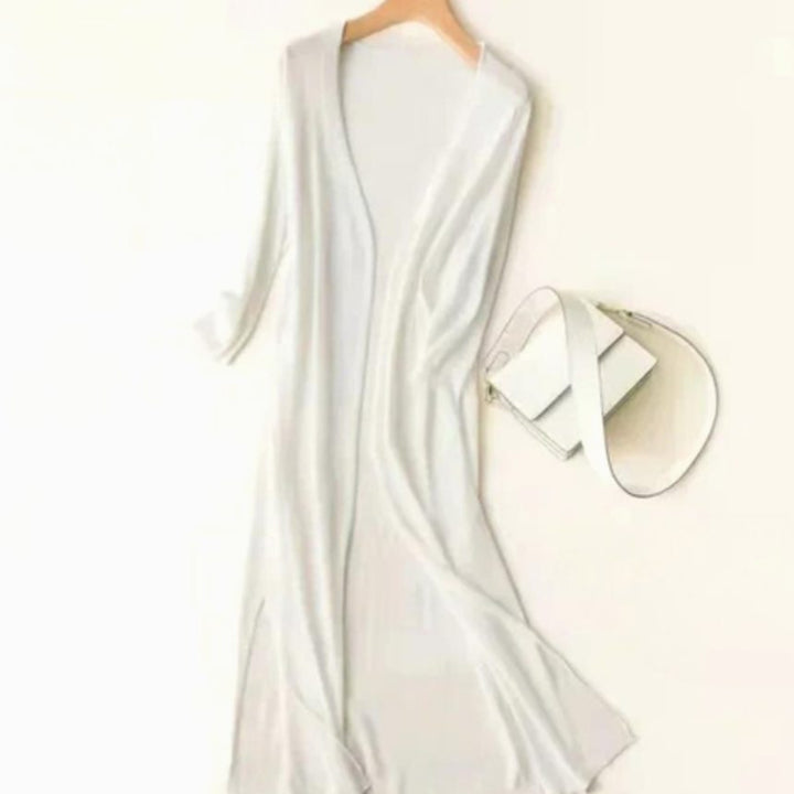Women's Relaxed-Fit Open-Front Knit Long Cardigan - White