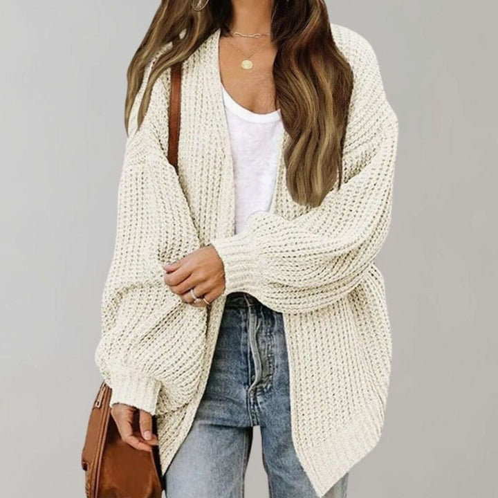 Women's Relaxed Oversized Open Front Knit Cardigan - White