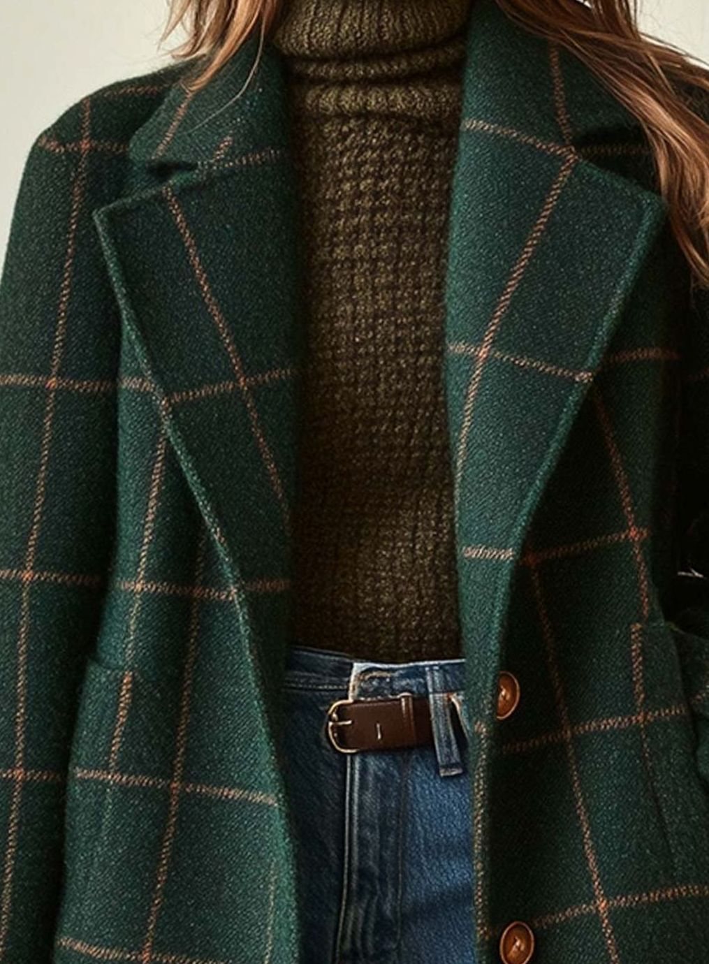 Women's Retro Lapel Plaid Tweed Coat Tailored Silhouette
