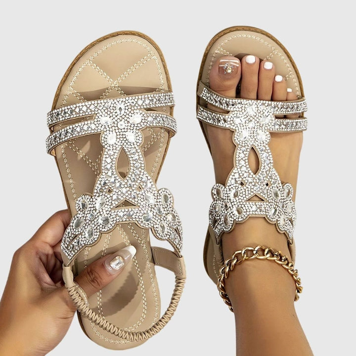 Women's Rhinestone Flat Slingback Orthopedic Sandals